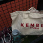 Large Beige and Red Tote Bag