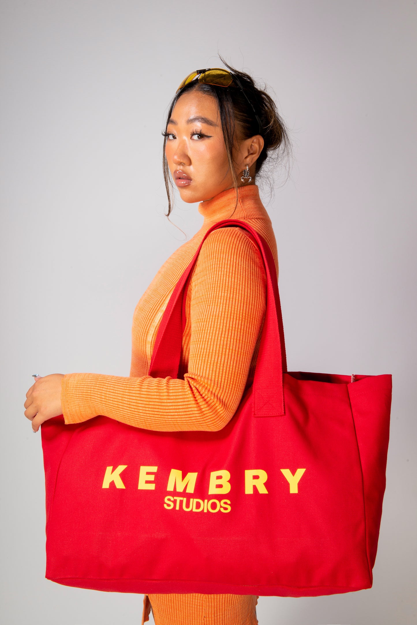 Large Fire Red Tote Bag